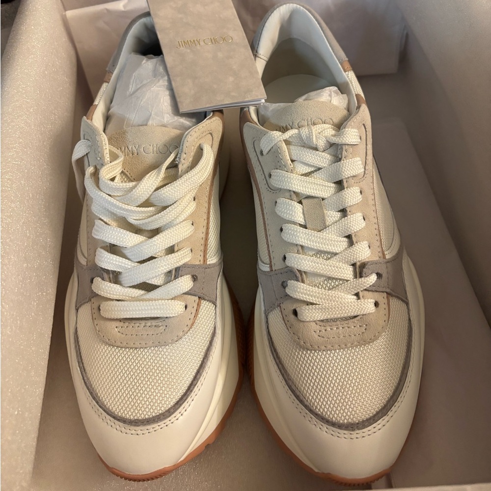 Jimmy Choo Cream and White Sneakers
